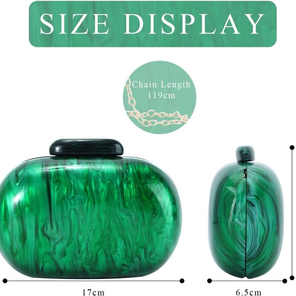 Elegant Marble Acrylic Clutch Purse for Women, Chic Shell Shape Crossbody Evenin - Picture 2 of 7